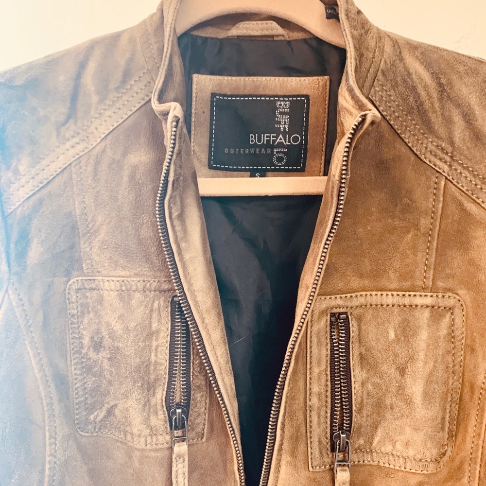 Buffalo distressed leather suede jacket. Brown